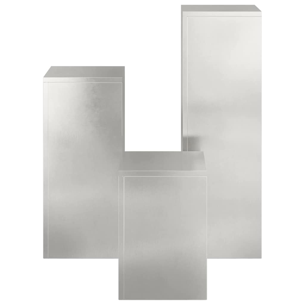 Pflanzenständer 3 pcs Silber 24 x 24 x 75 cm Edelstahl
