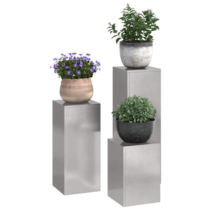 Pflanzenständer 3 pcs Silber 24 x 24 x 75 cm Edelstahl