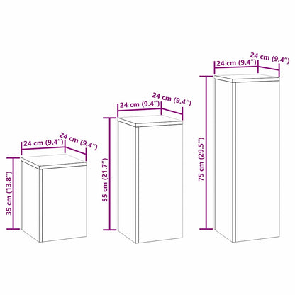 Pflanzenständer 3 pcs Silber 24 x 24 x 75 cm Edelstahl