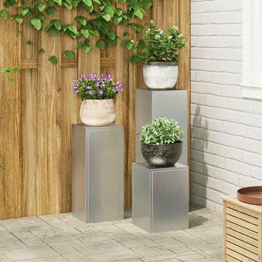 Pflanzenständer 3 pcs Silber 24 x 24 x 75 cm Verzinkter Stahl