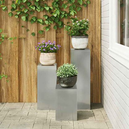 Pflanzenständer 3 pcs Silber 24 x 24 x 75 cm Verzinkter Stahl