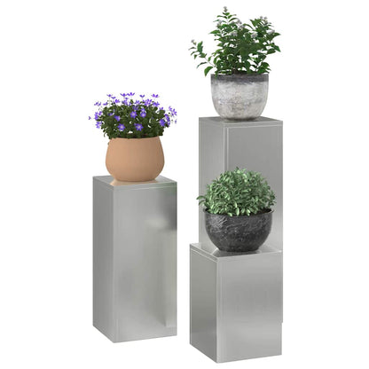 Pflanzenständer 3 pcs Silber 24 x 24 x 75 cm Verzinkter Stahl