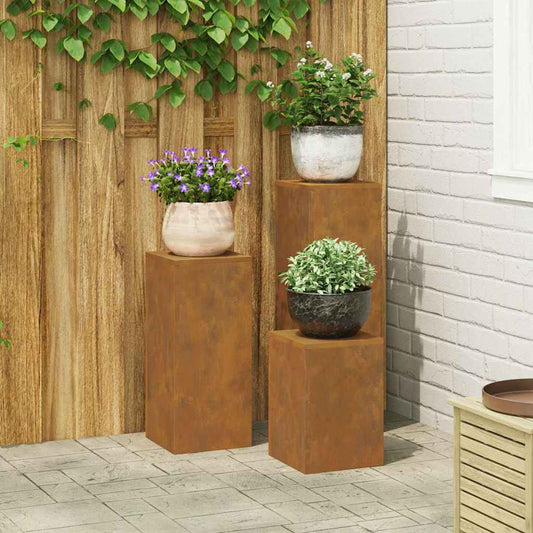 Pflanzenständer 3 pcs Rostig 24 x 24 x 75 cm
