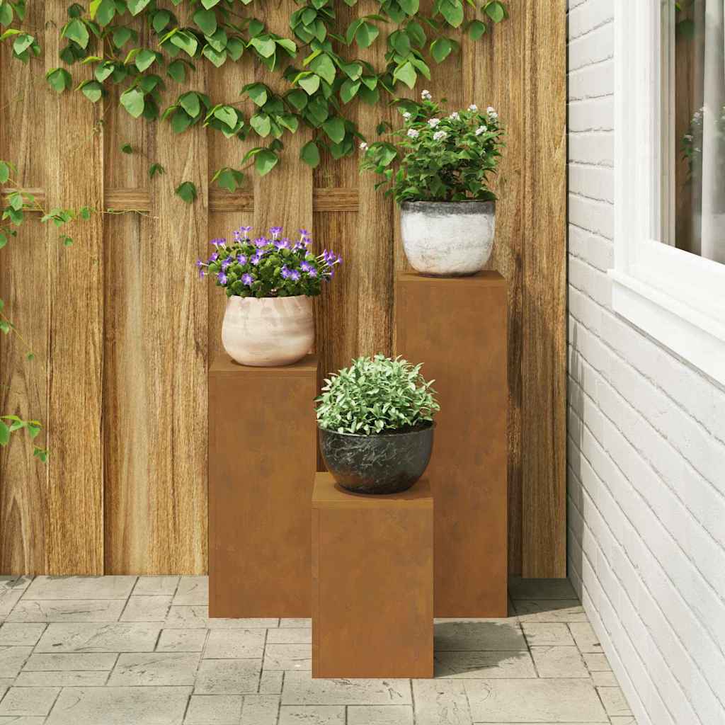 Pflanzenständer 3 pcs Rostig 24 x 24 x 75 cm