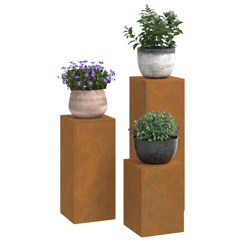 Pflanzenständer 3 pcs Rostig 24 x 24 x 75 cm