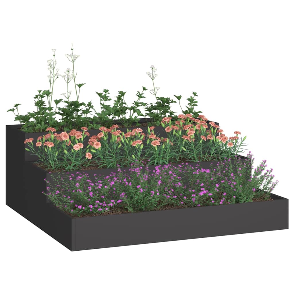 Gartenblumentopf Schwarz 90 x 90 x 35 cm Stahl