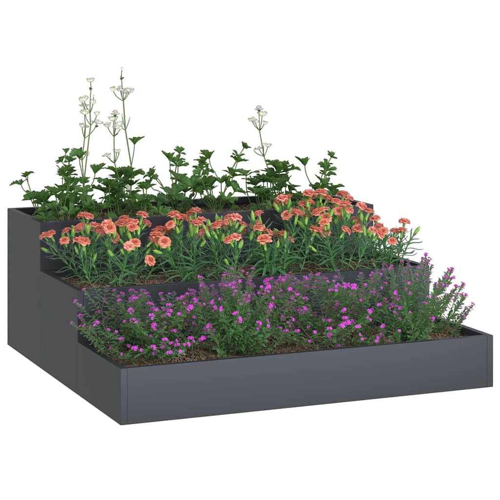 Gartenblumentopf Anthrazit 90 x 90 x 35 cm Stahl