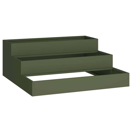 Gartenblumentopf Olivgrün 90 x 90 x 35 cm Stahl