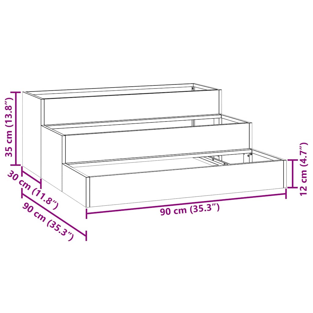 Gartenblumentopf Silber 90 x 90 x 35 cm Verzinkter Stahl