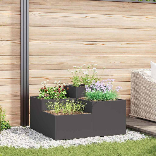 Gartenblumentopf Schwarz 100 x 100 x 48 cm Stahl