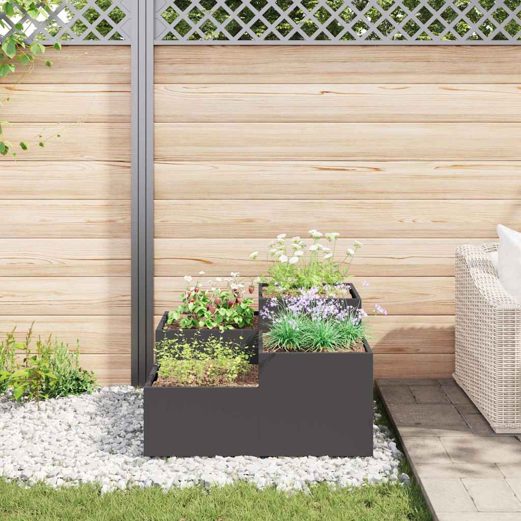 Gartenblumentopf Schwarz 100 x 100 x 48 cm Stahl