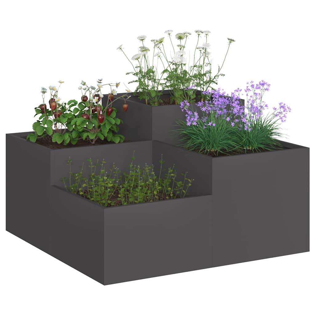 Gartenblumentopf Schwarz 100 x 100 x 48 cm Stahl