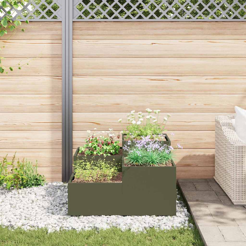Gartenblumentopf Olivgrün 100 x 100 x 48 cm Stahl