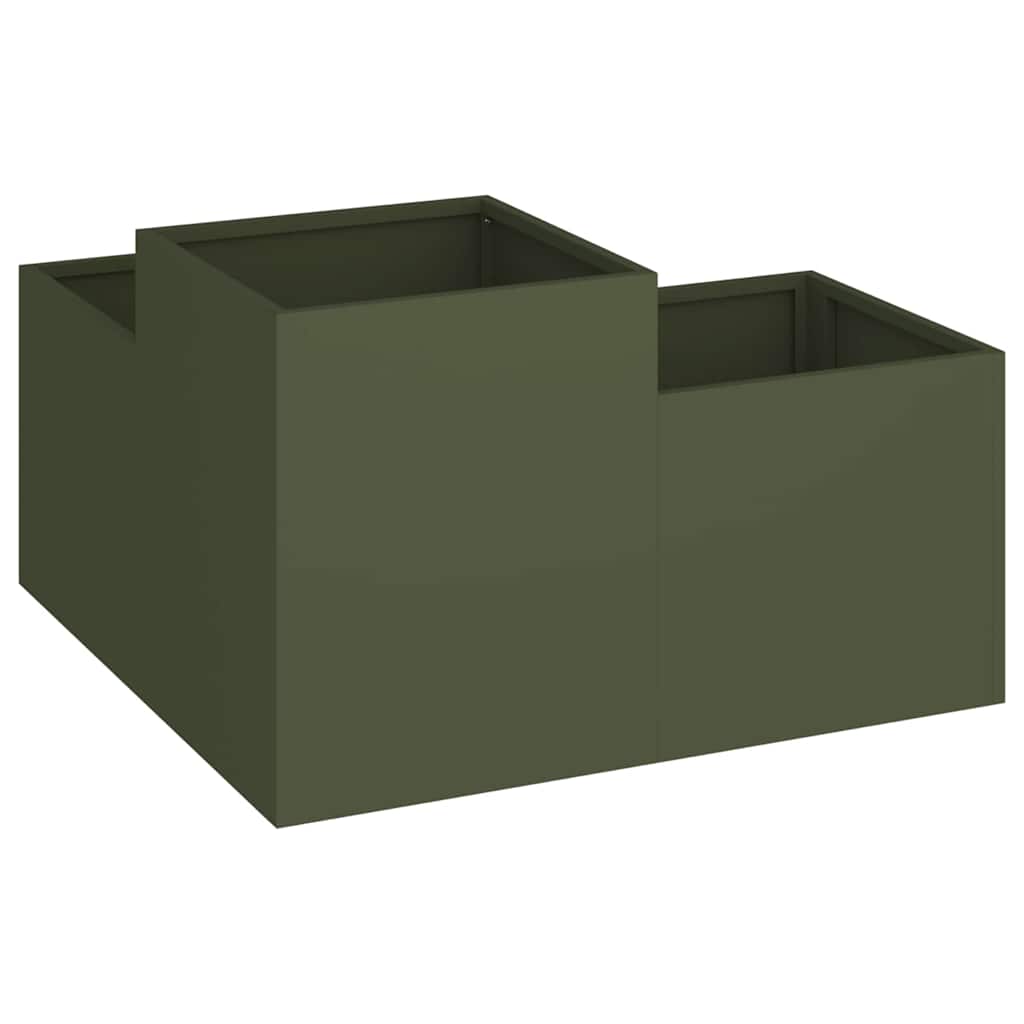 Gartenblumentopf Olivgrün 100 x 100 x 48 cm Stahl