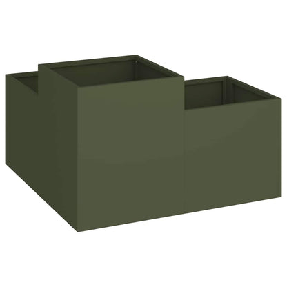 Gartenblumentopf Olivgrün 100 x 100 x 48 cm Stahl