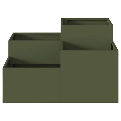 Gartenblumentopf Olivgrün 100 x 100 x 48 cm Stahl