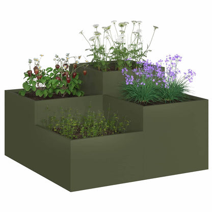 Gartenblumentopf Olivgrün 100 x 100 x 48 cm Stahl