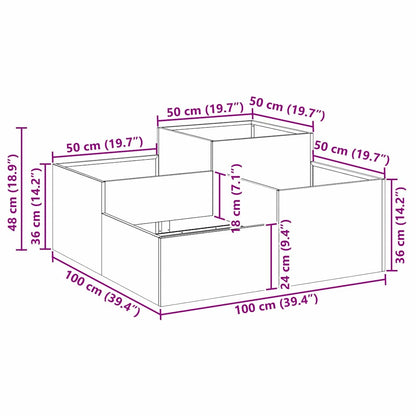 Gartenblumentopf Silber 100 x 100 x 48 cm Verzinkter Stahl