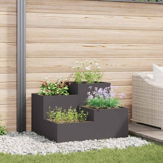Gartenblumentopf Schwarz 80 x 80 x 60 cm Stahl