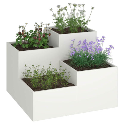 Gartenblumentopf Weiß 80 x 80 x 60 cm Stahl