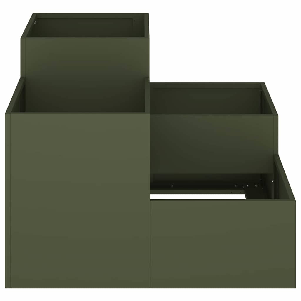 Gartenblumentopf Olivgrün 80 x 80 x 60 cm Stahl