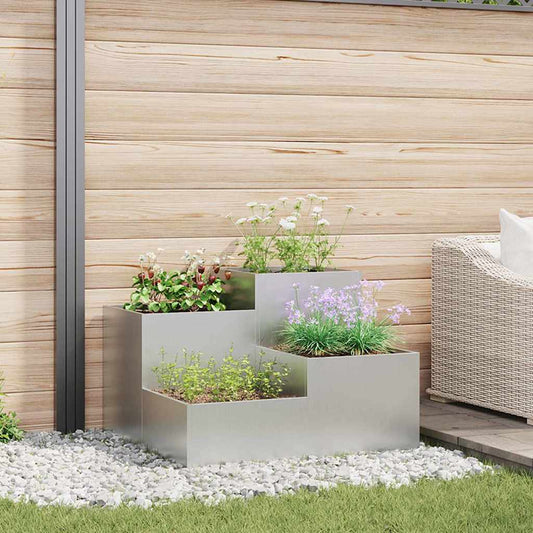 Gartenblumentopf Silber 80 x 80 x 60 cm Verzinkter Stahl