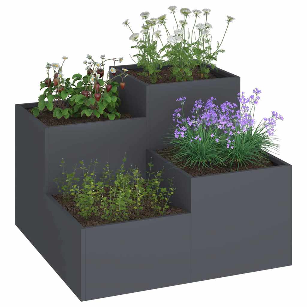 Gartenblumentopf Anthrazit 100 x 100 x 60 cm Stahl