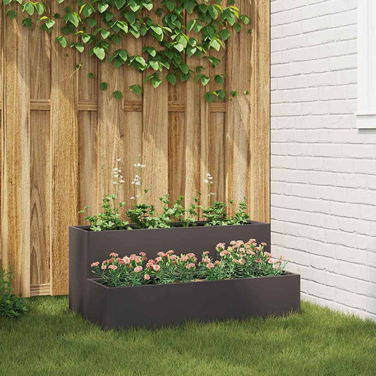 Gartenblumentopf Schwarz 100 x 60 x 45 cm Stahl