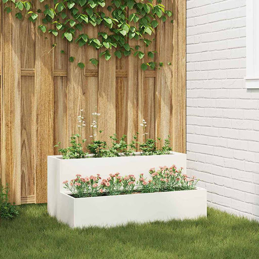 Gartenblumentopf Weiß 100 x 60 x 45 cm Stahl