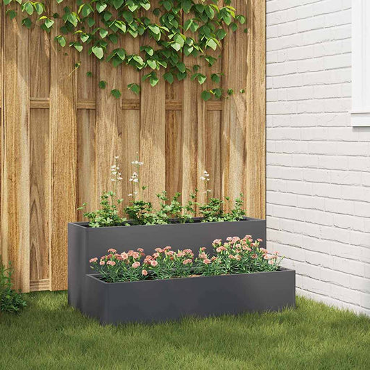 Gartenblumentopf Anthrazit 100 x 60 x 45 cm Stahl