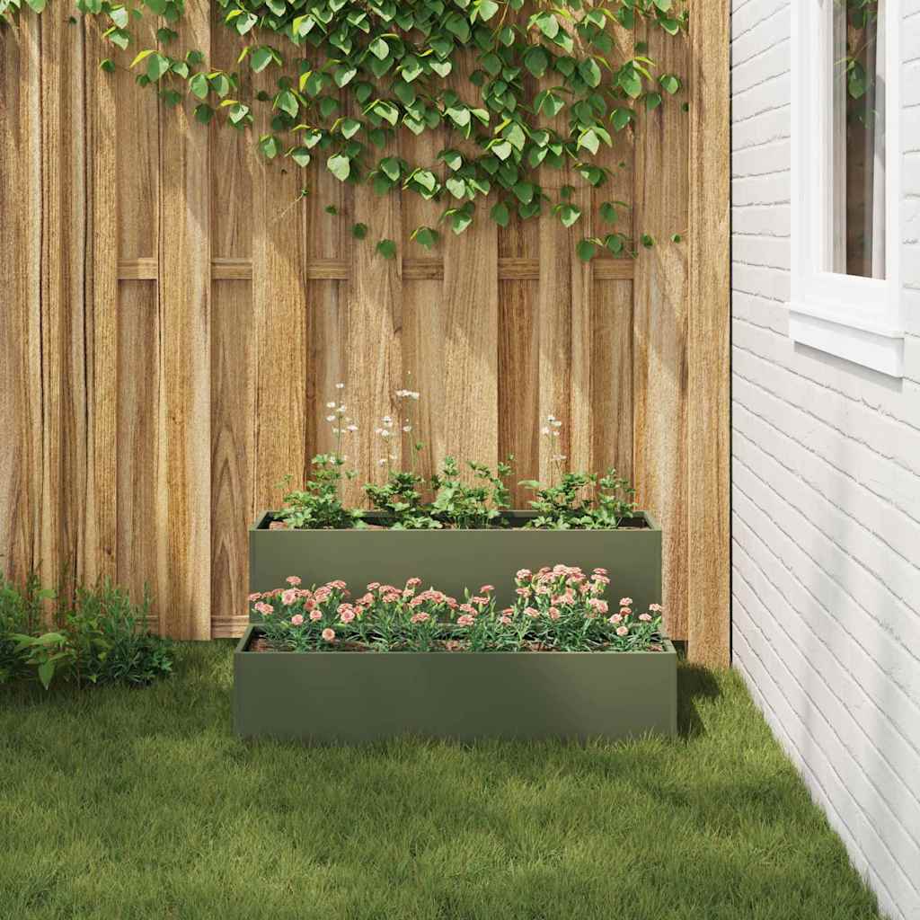 Gartenblumentopf Olivgrün 100 x 60 x 45 cm Stahl