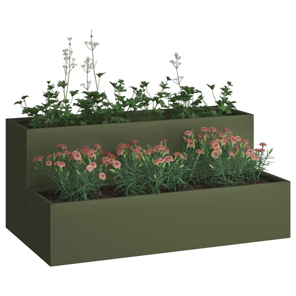 Gartenblumentopf Olivgrün 100 x 60 x 45 cm Stahl