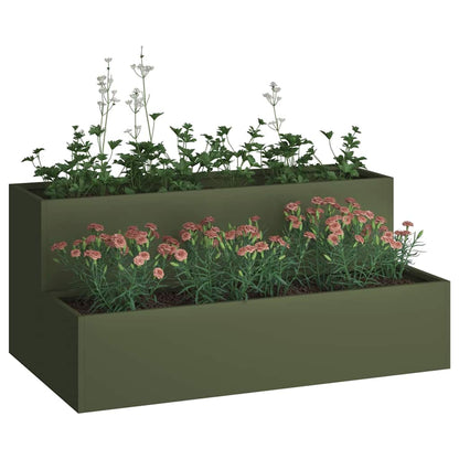 Gartenblumentopf Olivgrün 100 x 60 x 45 cm Stahl