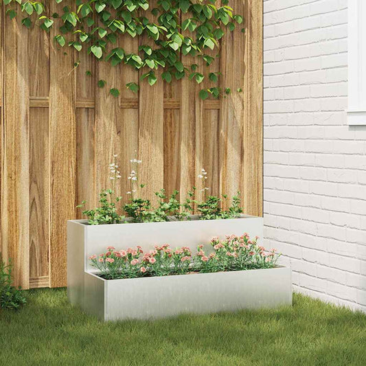 Gartenblumentopf Silber 100 x 60 x 45 cm Edelstahl