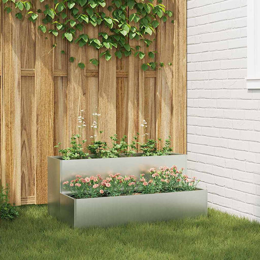 Gartenblumentopf Silber 100 x 60 x 45 cm Verzinkter Stahl