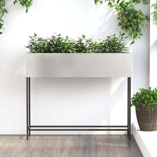 Hochbeet Gartenpflanzer Silber 100 x 26 x 82 cm Edelstahl