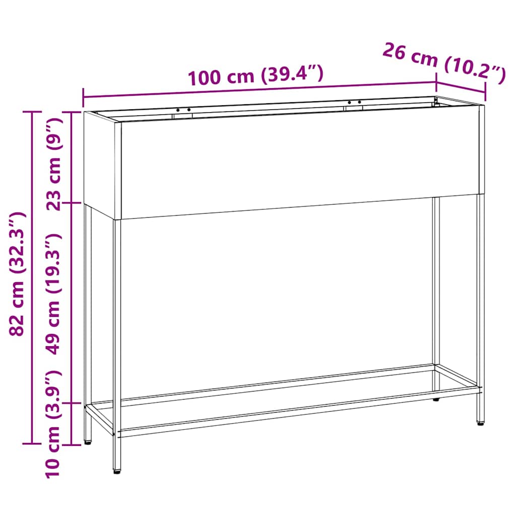 Hochbeet Gartenpflanzer Silber 100 x 26 x 82 cm Edelstahl