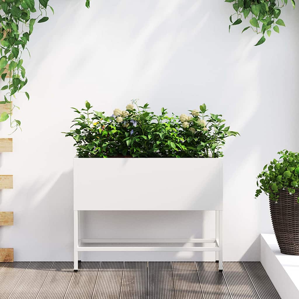 Hochbeet Gartenpflanzer Weiß 60 x 26 x 45 cm Stahl