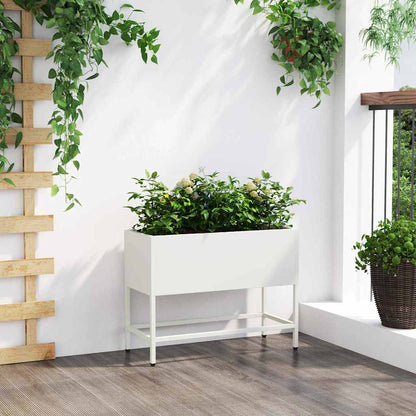Hochbeet Gartenpflanzer Weiß 60 x 26 x 45 cm Stahl
