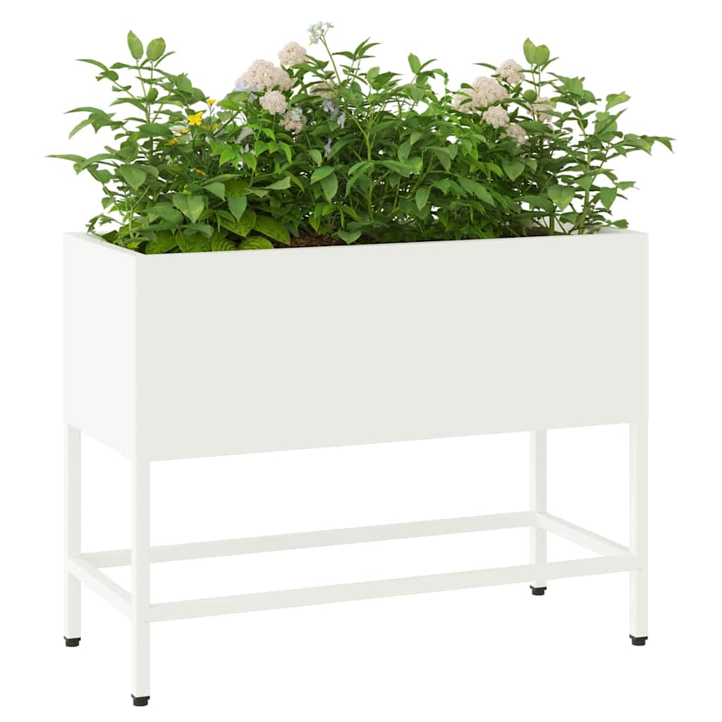 Hochbeet Gartenpflanzer Weiß 60 x 26 x 45 cm Stahl