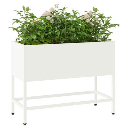 Hochbeet Gartenpflanzer Weiß 60 x 26 x 45 cm Stahl