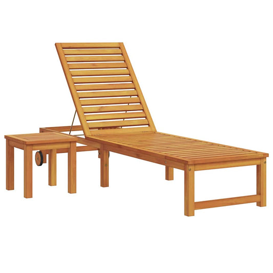 Sonnenliege 1-Person Braun 53 x 202 x 89cm Massivholz Akazie