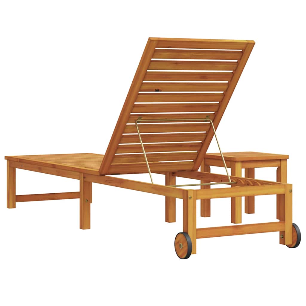 Sonnenliege 1-Person Braun 53 x 202 x 89cm Massivholz Akazie