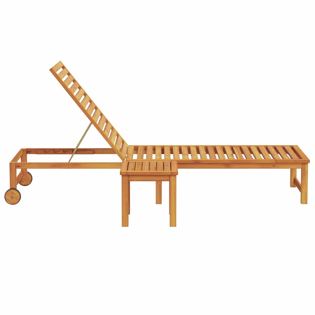 Sonnenliege 1-Person Braun 53 x 202 x 89cm Massivholz Akazie
