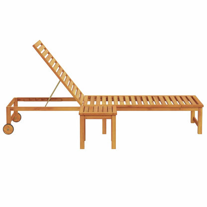 Sonnenliege 1-Person Braun 53 x 202 x 89cm Massivholz Akazie