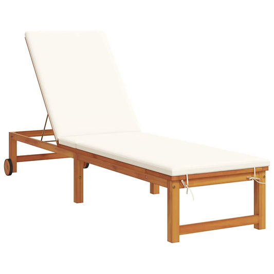 Sonnenliege mit Kissen Braun 53 x 202 x 89cm Massivholz Akazie