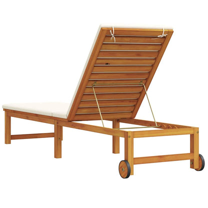 Sonnenliege mit Kissen Braun 53 x 202 x 89cm Massivholz Akazie
