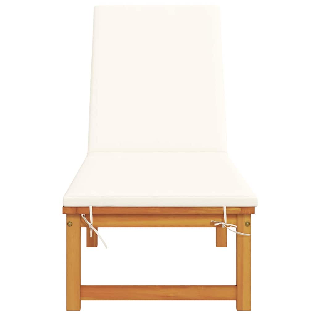 Sonnenliege mit Kissen Braun 53 x 202 x 89cm Massivholz Akazie