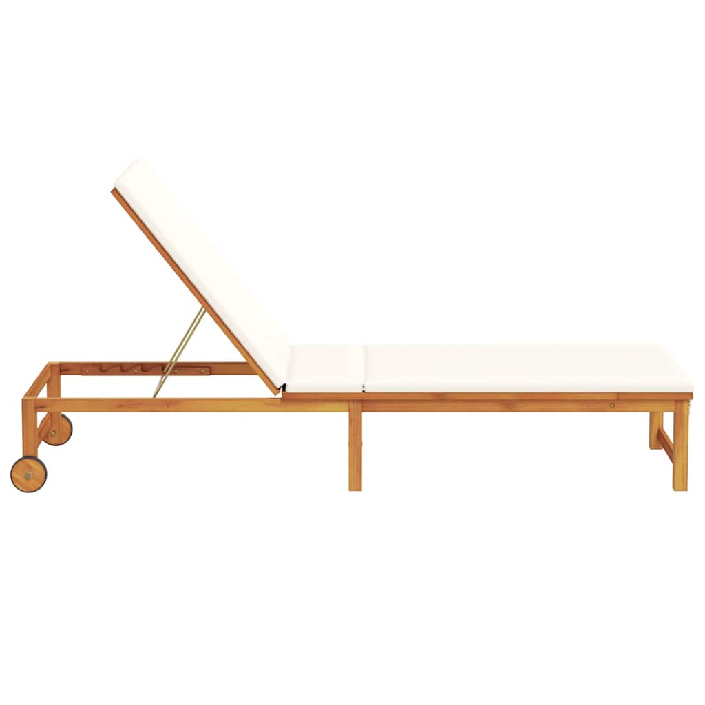 Sonnenliege mit Kissen Braun 53 x 202 x 89cm Massivholz Akazie