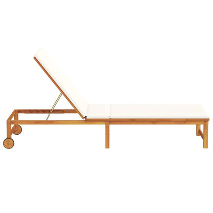Sonnenliege mit Kissen Braun 53 x 202 x 89cm Massivholz Akazie